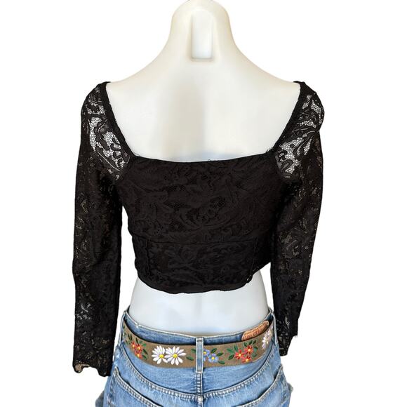 Black Lace Crop Top MEDIUM Corset Bustier Wiccan Witchy Whimsigoth Kirious LA - Picture 4 of 6